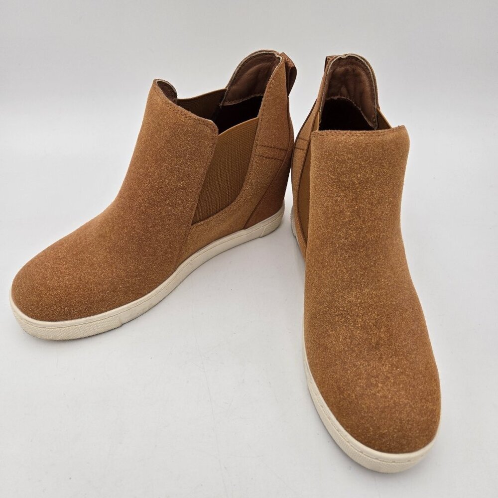 Athlefit Women's Wedge Sneakers Slip-On Ankle Booties Yellow‎ Brown Size 9 A69 9